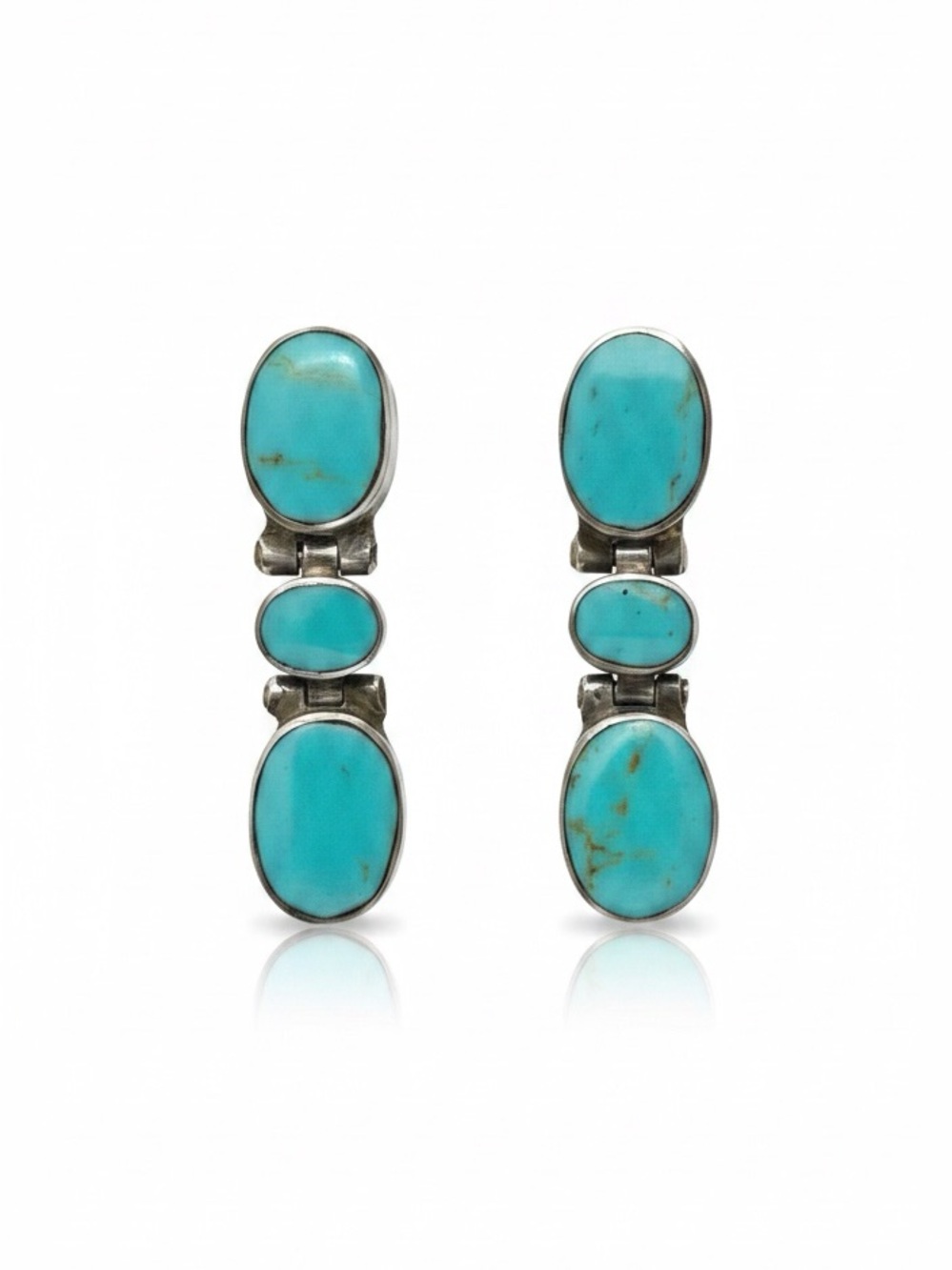 Turquoise Triple-Oval Drop Earrings -925 sterling silver